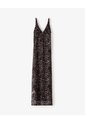 Vestido Largo Tull Con Forro Print Mujer Cafe de Gef