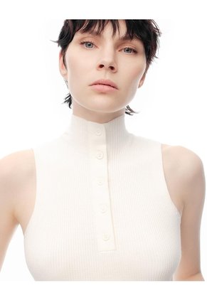 Camiseta Esqueleto Slim Tejido De Punto Blanca Mujer Blanco