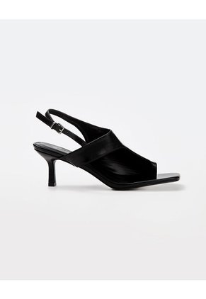 Sandalias Slingback De Tacón Bajo Negras Mujer Negro