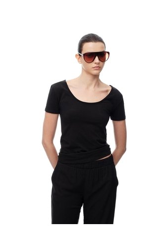 Camiseta Regular Uso 2 En 1 Negra Mujer Negro Gef