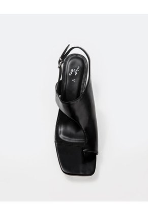 Sandalias Slingback De Tacón Bajo Negras Mujer Negro