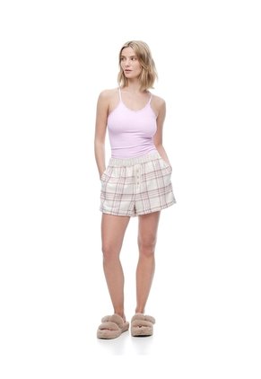 Short De Pijama Cuadros Mujer Cafe