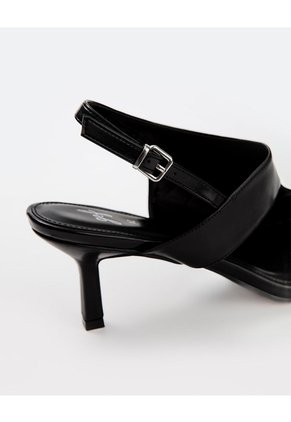Sandalias Slingback De Tacón Bajo Negras Mujer Negro