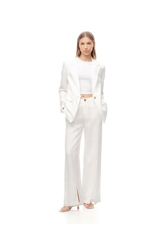 Pantalón Wide Leg Tiro Alto Blabco Mujer Blanco Gef