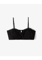 Crop Top Anudado Ojalillo Negro Mujer Negro de Gef