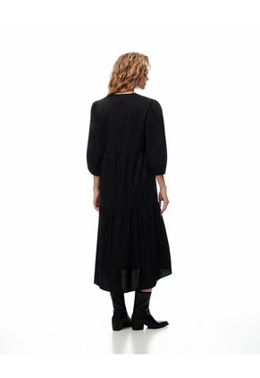 Vestido Midi Manga 3/4 Negro Mujer Negro
