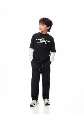 Pantalón Tipo Cargo Negro Niño Negro