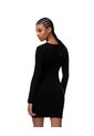 Vestido Corto Slim Rib Algodón Negro Mujer Negro de Gef
