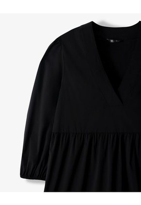 Vestido Midi Manga 3/4 Negro Mujer Negro