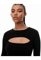 Vestido Corto Slim Rib Algodón Negro Mujer Negro de Gef