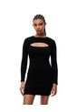 Vestido Corto Slim Rib Algodón Negro Mujer Negro de Gef