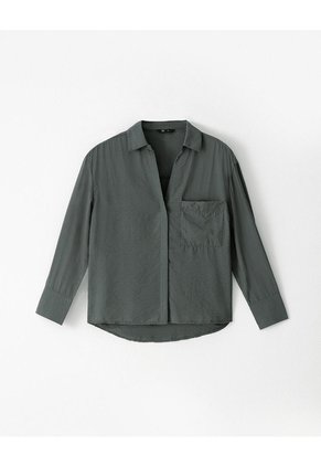 Camisa Manga Larga Regular Verde Mujer Verde