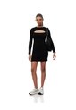 Vestido Corto Slim Rib Algodón Negro Mujer Negro de Gef