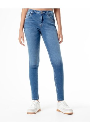 Jean Súper Skinny Tiro Medio índigo Medio Mujer Azul Oscuro