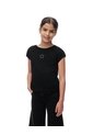 Camiseta Regular Algodón Negra Apliques Brillo Niña Negro de Gef