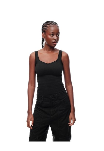 Camiseta Manga Sisa Slim Seamless Negra Mujer Negro