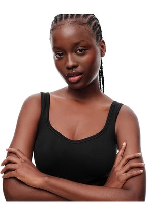 Camiseta Manga Sisa Slim Seamless Negra Mujer Negro