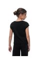 Camiseta Regular Algodón Negra Apliques Brillo Niña Negro de Gef