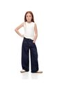 Jean Wide Leg Tiro Medio índigo Oscuro Niña Azul Oscuro de Gef