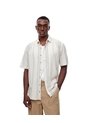 Camisa Manga Corta Regular Lino Rayas Hombre Marron de Gef