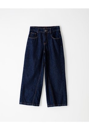 Jean Wide Leg Tiro Medio índigo Oscuro Niña Azul Oscuro
