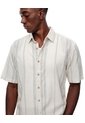 Camisa Manga Corta Regular Lino Rayas Hombre Marron de Gef