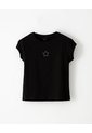 Camiseta Regular Algodón Negra Apliques Brillo Niña Negro de Gef
