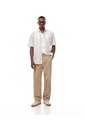 Camisa Manga Corta Regular Lino Rayas Hombre Marron de Gef
