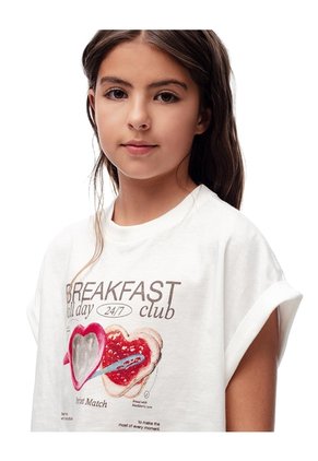 Camiseta Regular Algodón Blanca Niña Blanco
