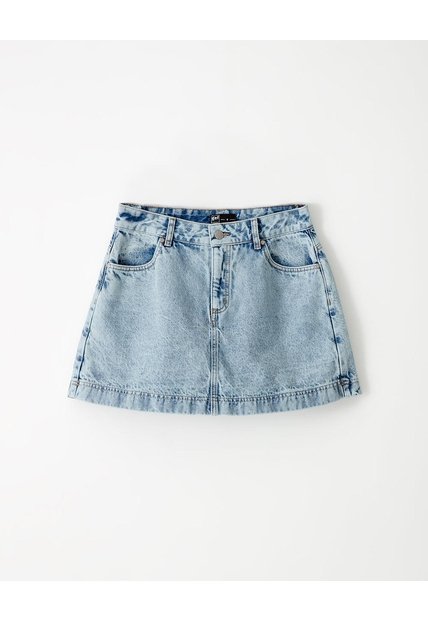 Falda Short Tiro Alto Denim índigo Claro Mujer Azul Oscuro