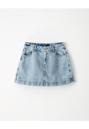 Falda Short Tiro Alto Denim índigo Claro Mujer Azul Oscuro