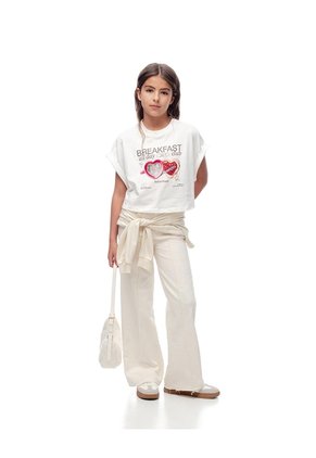 Camiseta Regular Algodón Blanca Niña Blanco