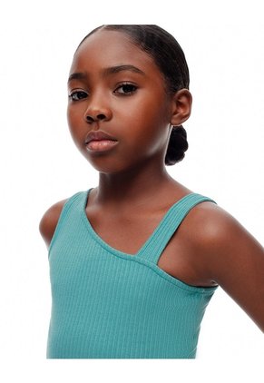 Camiseta Asimétrica Slim Rib Algodón Azul Niña Azul