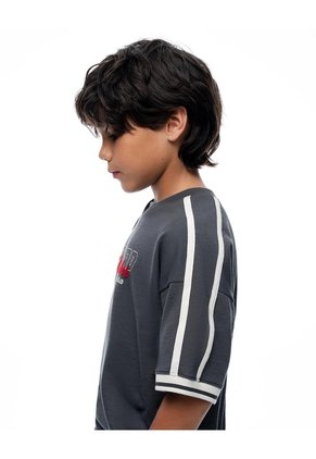 Camiseta Regular Manga Corta Gris Niño Gris