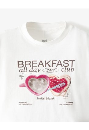 Camiseta Regular Algodón Blanca Niña Blanco