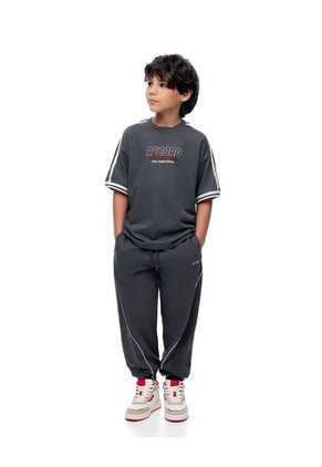 Camiseta Regular Manga Corta Gris Niño Gris