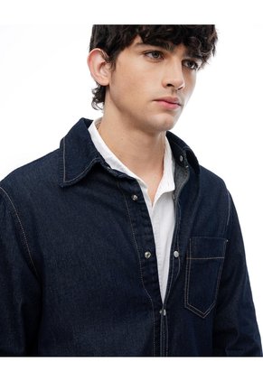 Camisa Regular Manga Larga índigo Oscuro Hombre Azul Oscuro