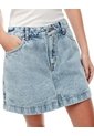 Falda Short Tiro Alto Denim índigo Claro Mujer Azul Oscuro de Gef