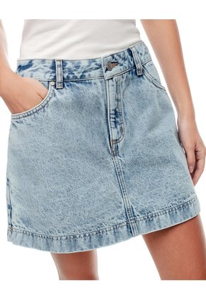 Falda Short Tiro Alto Denim índigo Claro Mujer Azul Oscuro