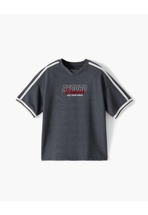Camiseta Regular Manga Corta Gris Niño Gris