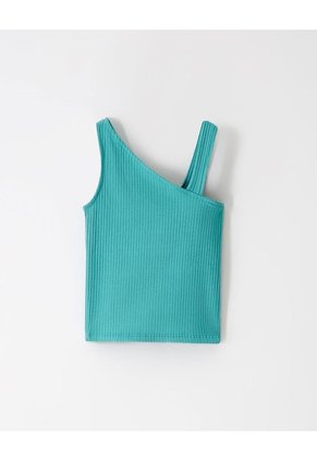 Camiseta Asimétrica Slim Rib Algodón Azul Niña Azul