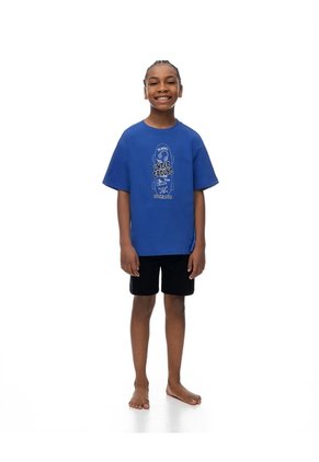 Camiseta + Bermuda De Pijama Algodón Surtida Niño Azul