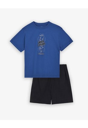 Camiseta + Bermuda De Pijama Algodón Surtida Niño Azul