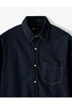 Camisa Regular Manga Larga índigo Oscuro Hombre Azul Oscuro
