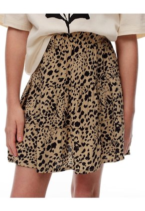 Falda Tiro Medio Capas Estampada Niña Marron