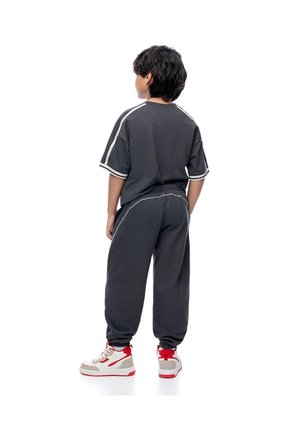 Jogger Regular Tiro Medio Gris Niño Gris