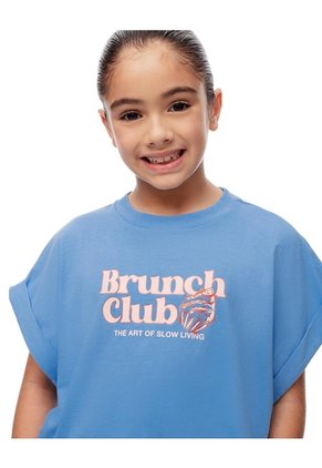 Camiseta Regular Algodón Azul Niña Azul