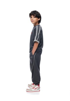Jogger Regular Tiro Medio Gris Niño Gris
