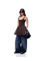 Vestido Mini Con Falda En A Chocolate Mujer Chocolate de Gef