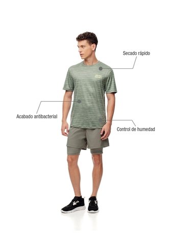 Camiseta Deportiva Control Humedad Verde Hombre Verde Gef